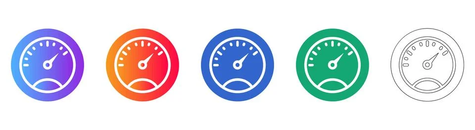 Speedometer and Performance Gauge Icon Set イラスト素材