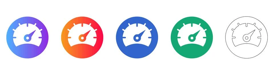 Speedometer and Performance Gauge Icon Set Stock Illustration