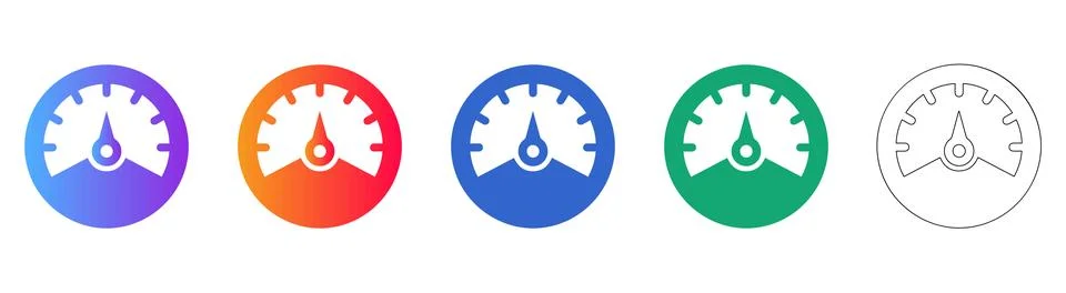 Speedometer and Performance Gauge Icon Set イラスト素材