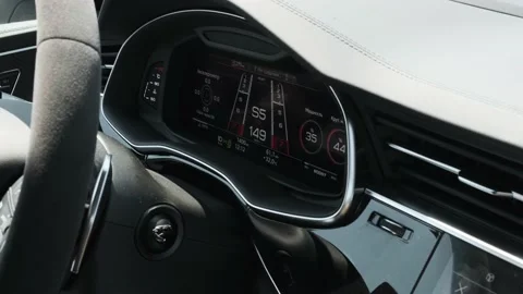 Speedometer and tachometer fast car. automobile speed dashboard when driving Vidéo 157526521