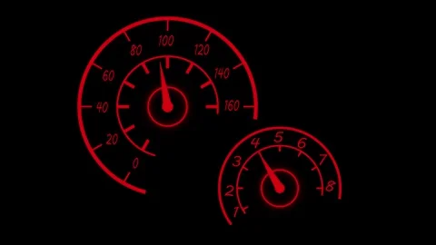 Speedometer and tachometer gauge dials showing motion speed and automotive .. Stock Footage 337080584