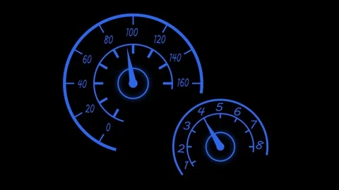 Speedometer and tachometer gauge dials showing motion speed and automotive .. Stock Footage 337080587