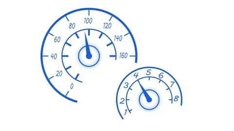 Speedometer and tachometer gauge dials showing motion speed and automotive .. Stock Footage 337080601
