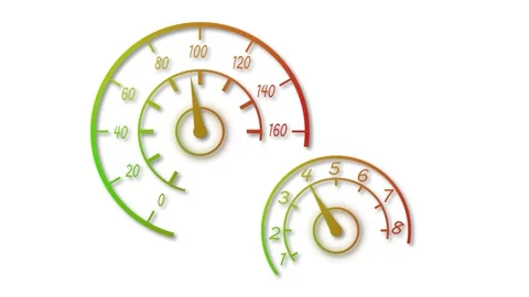 Speedometer and tachometer gauge dials showing motion speed and automotive .. Stock Footage 337080616