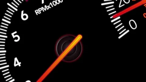 Speedometer and Tachometer as vehicle accelerates on black background Stock Footage 78869434