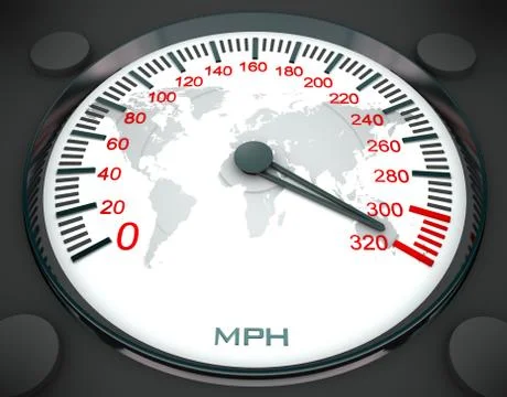 Speedometer and world map Stock Illustration