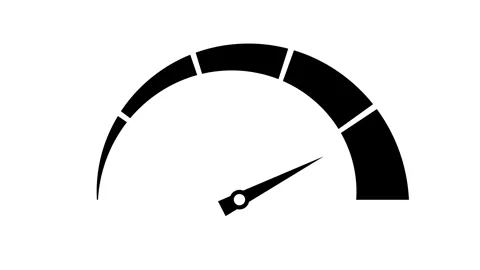 Speedometer animated black gauge needle accelerating to max speed on 4k whi.. Stock Footage 342743399