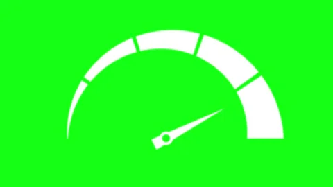 Speedometer animated white gauge needle accelerating to maximum on 4k green.. Stock Footage 342743402