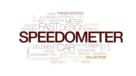 Speedometer animated word cloud, text design animation. Kinetic typography. Stock Footage 76436760