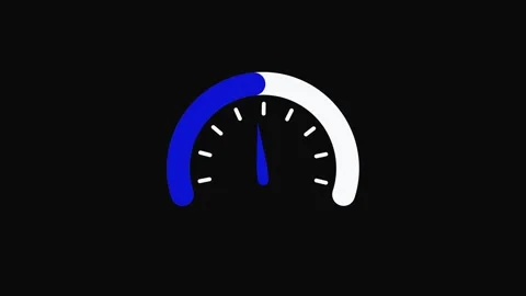 Speedometer animation with blue needle indicator. Speedometer performance a.. Stock Footage 337568666