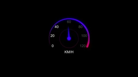 Speedometer animation with blue needle.Animated speedometer with blue needl.. Stock Footage 331811723