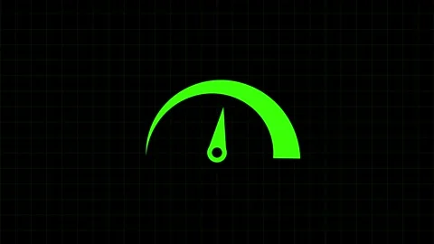 Speedometer animation with green dial gauge. Speedometer digital performanc.. Stock Footage 337618437