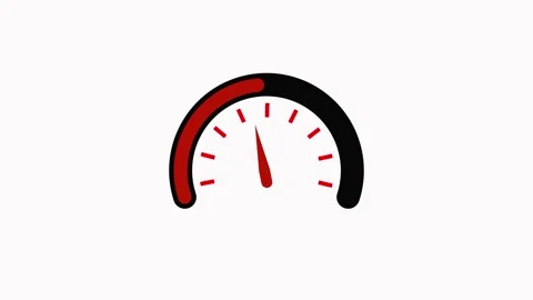 Speedometer animation with red needle indicator. Speedometer performance an.. Stock Footage 337568660