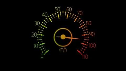 Speedometer Animation Showing Speedometer Needle Moving from Zero to Max, D.. Stock Footage 310205744
