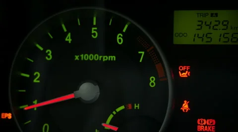 Speedometer arrow in car Stock-Footage 64051398