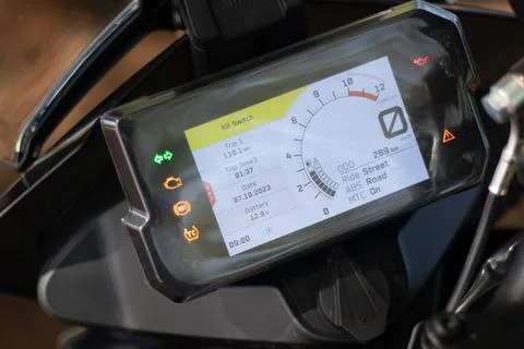 THE SPEEDOMETER OF THE BIKE Stock Photos
