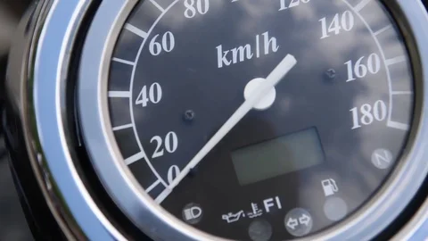 Speedometer on a black bike Stock Footage 78539095