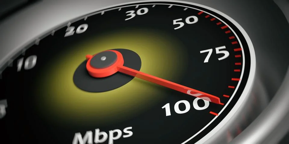 Speedometer black silver red Mbps Stock Illustration