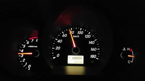 Speedometer Car in Dark Night Black Stock Footage 222731955