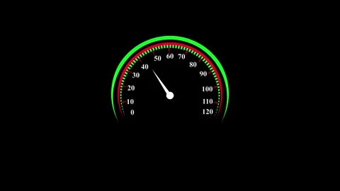 Speedometer in car dashboard indicating speed measurements with acceleratin.. 動画素材 334128411