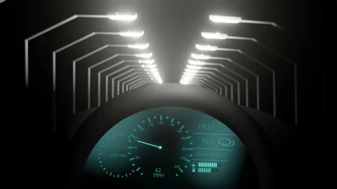 Speedometer in the car on the dashboard at night. Stock Footage 155692964