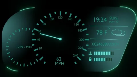 Speedometer in the car on the dashboard at night. Stock Footage 155692968