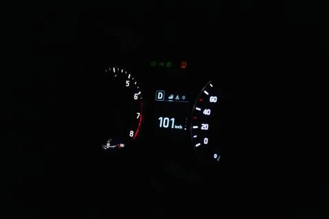Speedometer in the car on the dashboard 스톡 사진