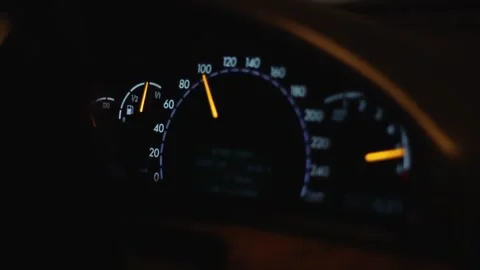 The speedometer of the car is gaining speed in close-up Stock Footage 196241446