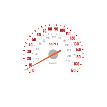 Speedometer, car gauge scale speed with mph dial Stock Illustration