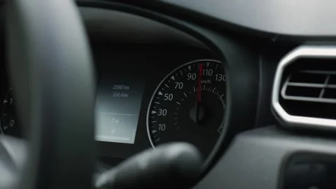 Speedometer of a car that picks up speed quickly while driving. Stock Footage 308928906