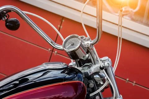 Speedometer of classic motorcycle Stock Photos