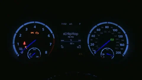 Speedometer close up 2017 Volkswagen Golf R w/ DCC &amp; Navigation Stock Footage 159923724