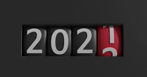 Speedometer counter cylinders rotating switch from year number 2021 to 2022. Stock Footage 166533385