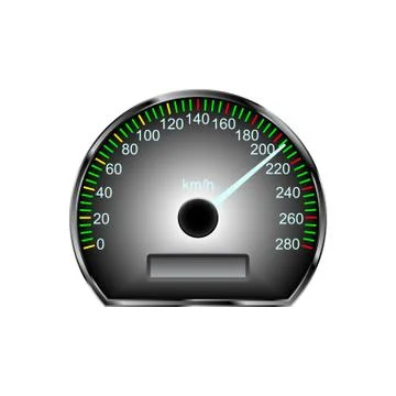 Speedometer for dashboard. Analog device for measuring speed and futuristic s Stock Illustration