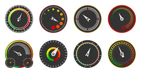Speedometer dashboard interface indicator flat set Stock Illustration