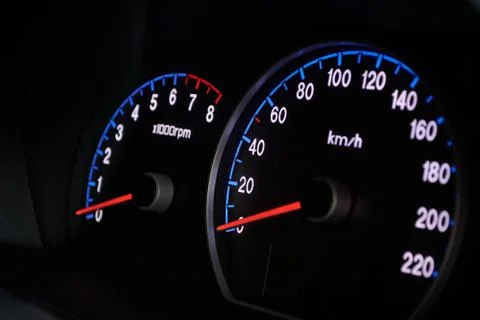Speedometer on dashboard Stock Photos