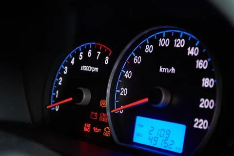 Speedometer on dashboard Stock Photos