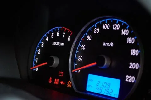 Speedometer on dashboard Stock Photos