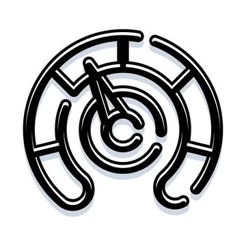 Speedometer dial icon measuring performance indicator Stock Illustration