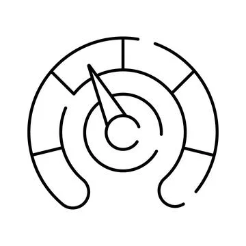 Speedometer dial icon measuring speed performance indicator Stock Illustration