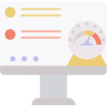 Speedometer dial icon vector on computer screen Stock Illustration