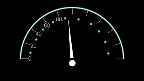 Speedometer Dial with Needle Pointing to Forty on animation Black Backgroun.. Stock Footage 321738898