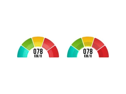 Speedometer Digital Design in 5 Vibrant Gradient Colors Stock Illustration