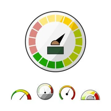 Speedometer displaying data with various risk indicators Stock-Illustration