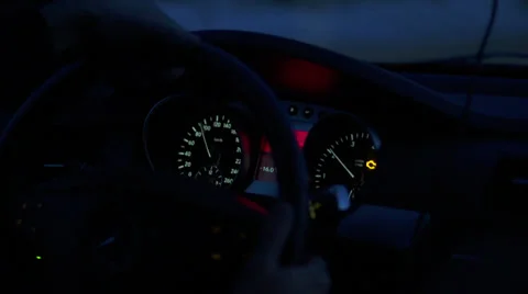 Speedometer of Driving Car in Night Video stock 31935586