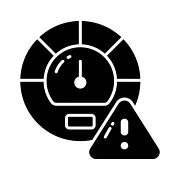 Speedometer with exclamation mark depicting speed limit vector design, isolated  Stock Illustration