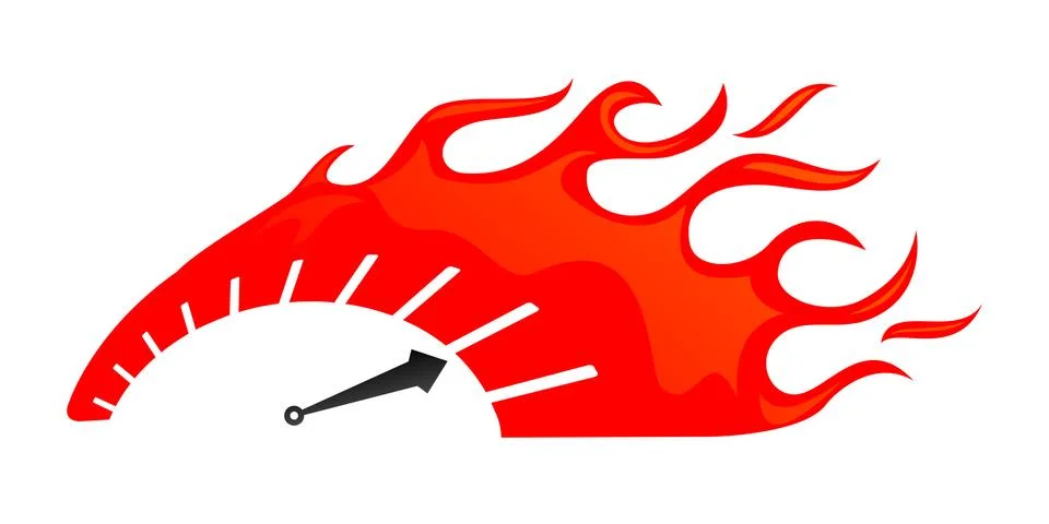 Speedometer on fire Stock Illustration