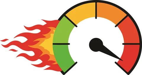 Speedometer on fire, minimal simple vector illustration 库存插图