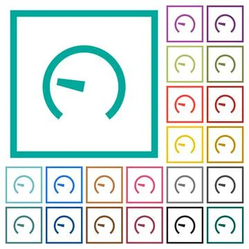 Speedometer flat color icons with quadrant frames イラスト素材