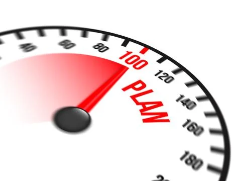 Speedometer Focused on a Hundred Percent Plan Illustrazione stock